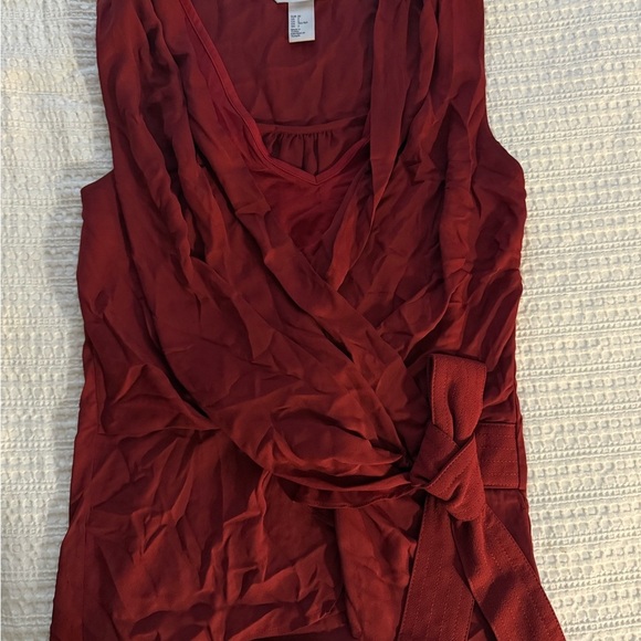 [2] H&M Rich Red Sleeveless Wrap Tank - Picture 1 of 5